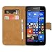 Produktbild Ambaiyi Flip Echt Ledertasche Handyhülle Brieftasche Hülle Schutzhülle für Microsoft Lumia 540 Hülle , Schwarz