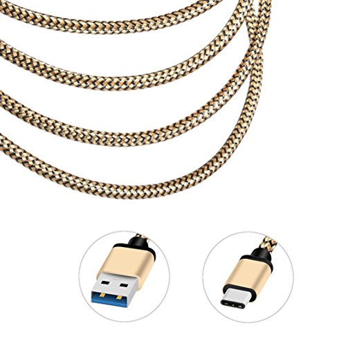 Romtronic 2-Stücke 3FT / 0.9M USB 3.1 Type C zu USB Standard Type A 3.0 Kabel, Nylon geflochtene Datensynchronisierung mit Ladekabel (Gold ,rot) - 5