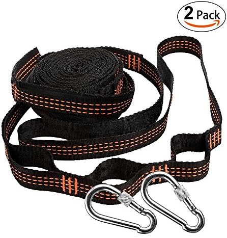 Hompie Hammock Straps of 2 PACK , 11.81 FT Long and 24 Adjustable Loops, High Strength &amp; No Stretch Polyester Ribbon with 2200 LBS Breaking Strength, Tree Friendly, Perfect for Camping Hammock, Mother's Day