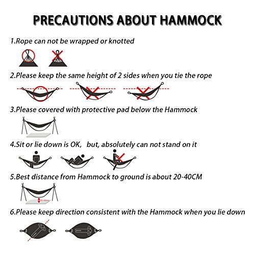 Camping Hängematte, FILWO Tragbare Hängematte für Outdoor Indoor Reise Garten Strand, Große Hängematte 270 x 140CM Tragfähigkeit bis zu 300KG 660LB für 1 oder 2 Erwachsene Doppel Hängematte (Royalblau + Grau) - 7