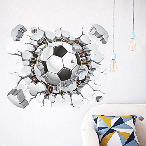 Stickerkoenig 3D Wandtattoo Wandaufkleber Wanddurchbruch Loch Wand Sticker DIY Kinderzimmer Fußball Stadion Fussballer #1487 - 2