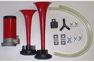 WHEELS N BITS New WheelsNBits® 12V CAR VAN AIR HORN TWIN DUAL TONE VERY LOUD WITH RELAY & KIT Truck Bus Boat Barge etc as long as 12 Volt Includes compressor