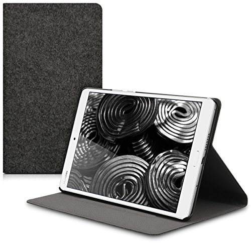 kwmobile Hülle für Huawei MediaPad M3 8.4 - Tabletcover Slim Case Tablet Schutzhülle - Smart Cover Tabletcase Filz Design Dunkelgrau