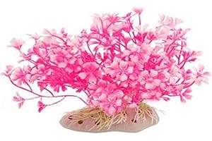 Carry stone Aquarium Ornement Rouge Plante en Plastique Rose Fleur en Plastique Artificielle Artificielle Rouge Durable et utile