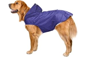 Voarge Impermeable para Perros, Chubasquero para Perros Medianos y Grandes con Capucha, Abrigo Impermeable Poncho de Lluvia con y Tira Reflectante para Perros Pequeños medianos (5XL, Azul)