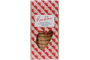 Rendles - Strawberry & Cream Viennese Biscuits (150g) - Melt-in-Mouth Indulgent Treat, Delicious Strawberry Pieces & White Chocolate Chips, Delightful Gift, Ideal for Sharing, Vegetarian, Nut Free