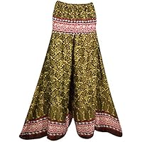 Mogul Interior Women Skirt Pant Hight Waist Hippie Recycled Split Maxi Skirts M