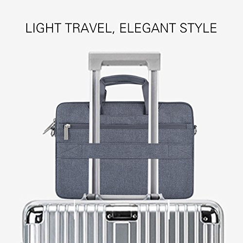 Laptop Notebook Schultertasche, EKOOS 3 Way Business Aktenkoffer Tasche Hülle Sleeve Einfache Stil Wasserdichte Nylon Stoff Notebook Sleeve für Macbook Air / Pro Retina, Microsoft Surface Pro 4/3, Ultrabook, Netbook (15.6, Grau) - 2