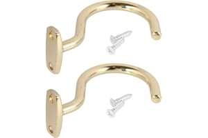 POFET 2pcs Snooker Hook Gold Snooker Billiard Table Cue Brass Hook to Hold Bridge Stick Pool Rack with 2 Packs Screws
