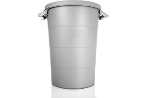 BigDean wetterfeste Universaltonne mit Deckel und 2 stabilen Tragegriffen 80 Liter GRAU - Regentonne Mülleimer - Indoor und Outdoor geeignet - Made in Europe