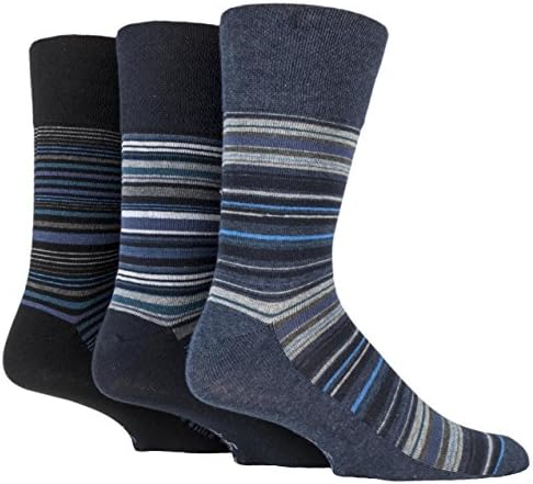 Drew Brady 3 Pack Mens Gentle Grip Non-Elastic Ankle Socks 6-11 Navy Stripe