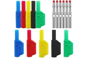 DNDGDLUA Connettore a banana 4 mm, cavo di misurazione multimetro Jack di sicurezza, completamente isolato, rivestito, 10 pezzi, connettori impilabili, 5 colori, spina a banana da 4 mm