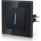 BSEED Wall Switch with Glass, Light Switch with Hook,Rocker with LED Lights, Easy Installation, Easy to Clean, E-Series, 1 Ga