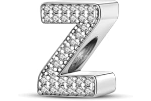 Pandach Ciondolo in Argento Sterling 925 lettere dalla A alla Z Charm Bead Compatibile con Bracciale e Collane Europei da Donna,Perline Intarsio con Zircone chiaro, gioielli da donna opzioni regalo