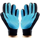 Pet Grooming Glove Brush【2017 Upgrade Version】, 2Pcs Pet Grooming Gloves - For Cat &amp; Dog - Long &amp; Short Fur + Pet Hair Remover Brush+Furniture Clean Tool &amp;Gentle Deshedding Brush - Rubber Tips for Massage - Soft Groomer Mitt (1 Pair Left and Right Hand)