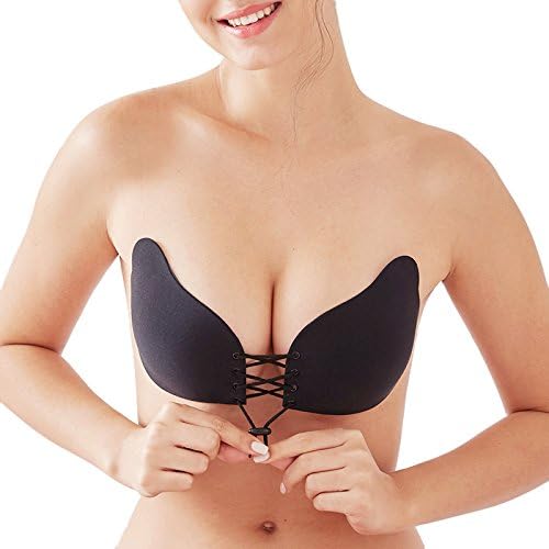 LALABRA Women's Reusable Drawstring Silicone Strapless Backless Wedding Push Up Bra …