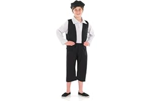 HENBRANDT Children’s Victorian Boy with Hat Fancy Dress Costume Victorian Era School History Day Street Child Urchin Fancy Dress Outfit for Kids in 3 Sizes Fancy Dress for Boys