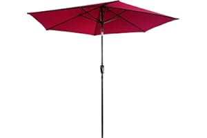 Happy Garden Parasol droit HAPUNA rond 2,70m de diamètre fuchsia avec manivelle. Parasol droit inclinable.