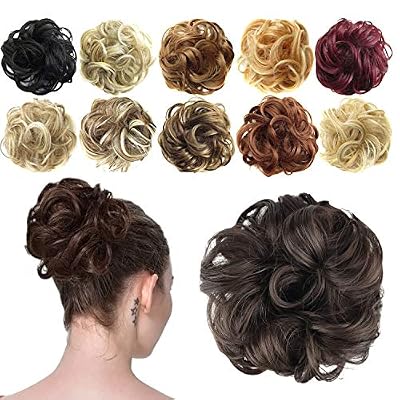 FESHFEN Postiche Chignon Extensions De Cheveux Bouclés Ondulés Chouchou Postiche Queue de Cheval Résistant à La Chaleur
