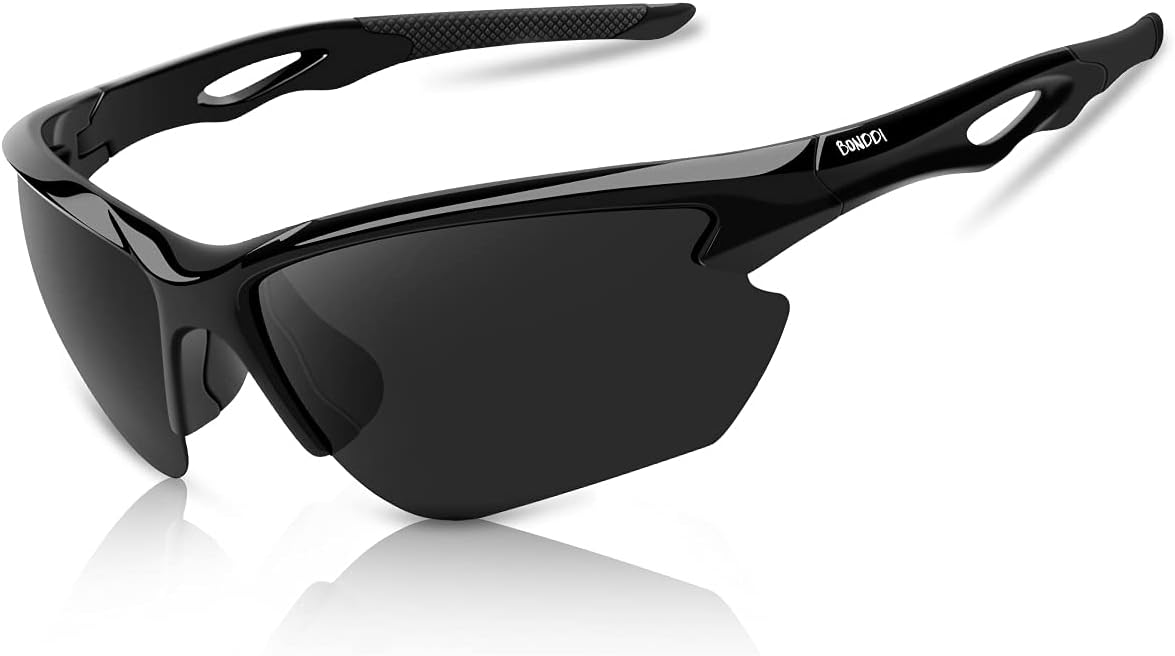 BONDDI Gafas de Sol Deportivas, Gafas de Sol Deportivas Polarizadas para Hombre y Mujer, Protección UV400, Montura TR90 Ligera y Envolvente para Ciclismo Pesca Golf Running Conducción Esquí Senderismo