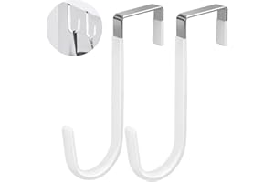 ANGELEMM Over The Door Hooks - Duty Overdoor Hook for Hanging Towels, Coats Bags Clothes Bathroom Kitchen Starter Garland Hook, Rustproof Anti-Scratch Over Door Hangers Hooks (Fits Widths Up to 3.7cm)