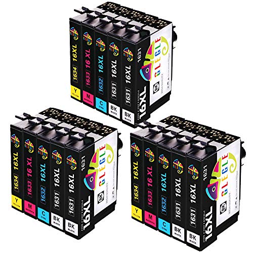 GLEGLE 16XL Cartuchos Tinta 15 Multipack Reemplazo para Compatible con EPSON Workforce WF-2630WF WF-2510WF WF-2750DWF WF-2530WF WF-2540WF WF-2760DWF WF-2650DWF WF-2660DWF WF-2520NF WF-2010W