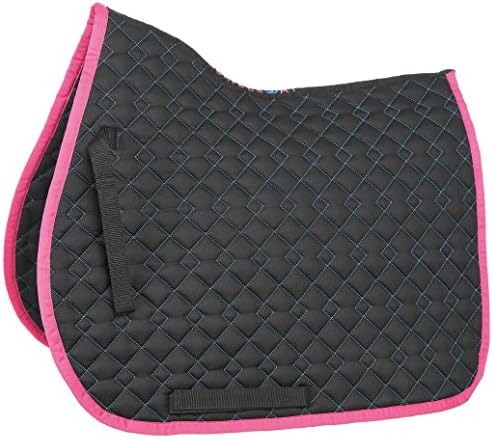 Bridleway Contrast Stitched Saddlecloth (Black/Blue/Pink, Cob/Full)