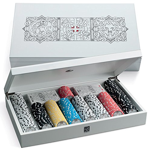 Juego- Cofanetto Carte Poker con Fiches, Colore Albus Grifone, JU00082