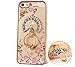 Produktbild iPhone 5/5S/SE Ring Pfau Hülle- Ultra Slim TPU Silikon Transparent , Schutzhülle Muster Glänzend Glitzer Strass Pfau Bumper Kristall Diamant Stoßdämpfend Transparent Spiegel Schutz Handy Hülle Crystal Case Tasche Etui Bumper Mädchen für Apple iPhone 5/5S/5E (4,0 Zoll) [ Pfau Bumper Gold]