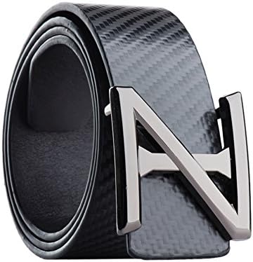 Mens Belts - 3k Matte Carbon Fiber Surface Double-Side Use Genuine Leather Belt (38, Black)