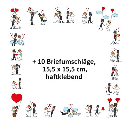 Lustige Einladungen zur Hochzeit, bestehend aus je 10 St. Hochzeitseinladungen + 10 passenden Briefumschlägen von EDITION COLIBRI © – umweltfreundlich, da klimaneutral gedruckt - 4
