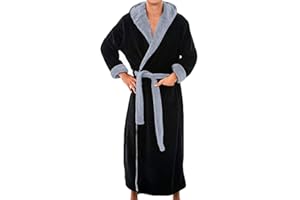 Susenstone Hommes Luxe Doux Corail Peignoir Homme Capuche Grand Taille 100% éPonge Coton Robe De Chambre Polaire