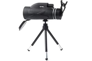URCHEERS Telescopio monocular 80 x 100 monocular de alto rendimiento con soporte para smartphone y trípode impermeable para senderismo, viajes, juego de pelotas.