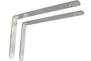 SAYAYO Équerres Étagère de Fixation Murale Support Tenture en Métal Support d'Angle pour Étagère à Suspendre, 245 mm x 155 mm x 25 mm, Finition Brossée en Acier Inoxydable, 2Pcs, EJ5218-2P