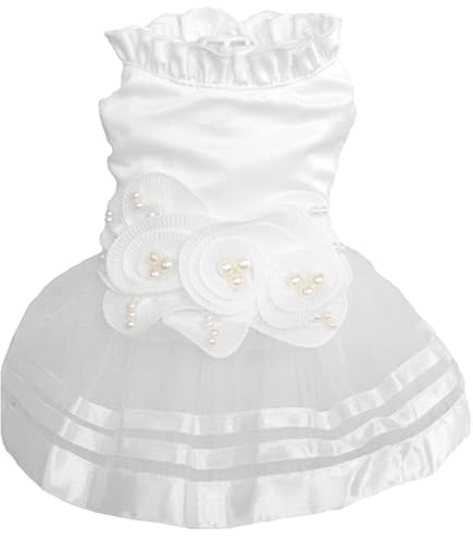 Weißes Hochzeitskleid Für Kleine Hunde – Brautkleid Mit Schleier & Schleife, Größe XS Bis XL