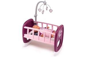 Smoby - Baby Nurse - Berceau à Barreaux - pour Poupons et Poupées - Lit avec Système de Bascule + 1 Mobile - 220343