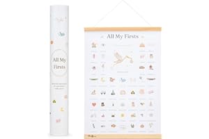 All My Firsts: My First Times Poster for New Parents to Chart Baby's Milestones & Customisable with Dates, Newborn Gifts, More Original Than Milestone Cards, Includes Wood Magnetic Frame, Chuffy Baby