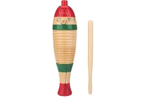 VGEBY Guiro en bois, instrument de percussion musical coloré en forme de poisson, jouet musical pour enfants, adultes, éducation musicale et divertissement de fête