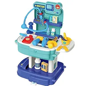 VBE 31 Piece School Bag Packing Pretend Play Doctor Kit Game Modern Children Doctor Kit Toy for Kids Girls and Boys