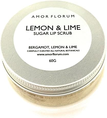 LEMON &amp; LIME - SUGAR LIP SCRUB with LEMON, LIME and JOJOBA OIL &amp; VITAMIN E - 60g - by AMOR FLORUM. Pucker up with this yummy all natural sugar scrub with Lemon and Lime. This sugar scrub exfoliates and polishes lips, while Vitamin E and Jojoba Oil nourish.