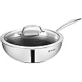 Bergner Hitech Triply Non-Stick 24 cm Wok with Glass Lid, 3.1 L Capacity Wok with Non-Stick Mesh Pattern Inside, Rivetless Handles, Metal Spatula Friendly, Induction Bottom and Gas Stove Ready