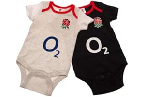 FOXCUP England Rugby Baby kit Body Suit Baby Vest 2 Pack Home & Away (9-12 Months) White