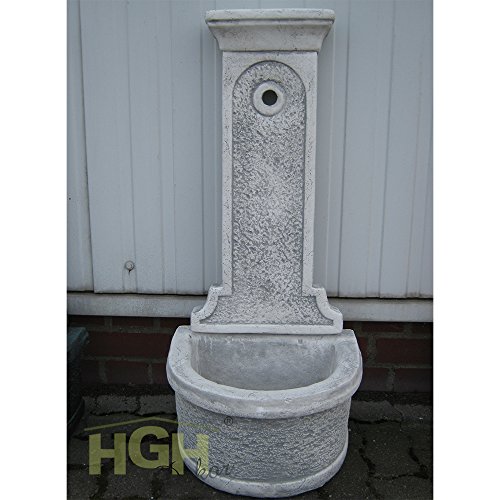 Wandbrunnen Elba Becken Wandteil 1/2″ Messing Wasserhahn Steinfigur Gartendekoration Wasserstelle Zapfsäule (alt patiniert) - 3