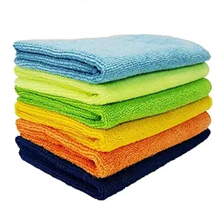 Sheen Microfiber Vehicle washing Cloth || Vehicle washing cloth || GSM 270 || Size 30X40 || Microfiber Cleaning Cloth (6, Multicolor)