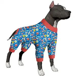 LovinPet Dogs Clothing, Dog Pajamas for Large Dogs, Lightweight Strecchy Fashion Road Trip Outback Prints Dog Onesie for Surgery, UV Protection, Easy Wearing Adorable Dog Jumpsuit