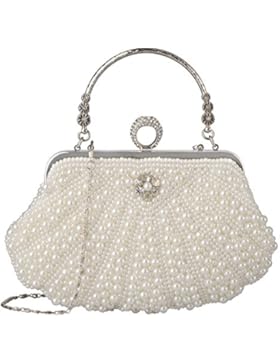 Lifewish Pearl Dinner Bag Perlen Strass Abend Hochzeit Clutch Handtasche