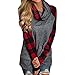 Produktbild Damen Bluse Langarm, BeautyTop Damen Rollkragen Classic Plaid Tunika Langarm Pullover Sweatshirt Bluse T-Shirts Top (Rot, S)