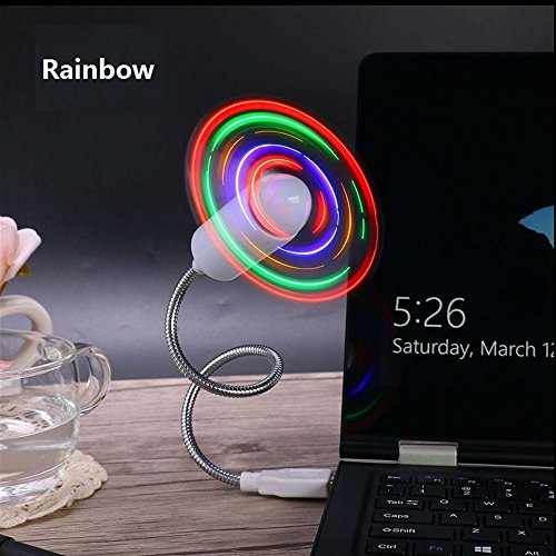PIXNOR LED USB-Ventilator Flexible Lüfter mit 64 Bunten LED für PC-Laptop Notebook (Silber) - 3