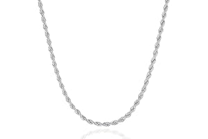 LOCCY Chaîne Torsadée pour Homme Femme 2/3/4/5/6mm Acier Inoxydable Argent Collier Chaîne Chaîne à Maillons Torsadés Bijoux Longueur 46/51/55/61/66cm
