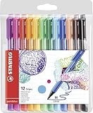 Punta de 0.8 mm Rotulador punta media STABILO pointMax - Estuche con 12 colores